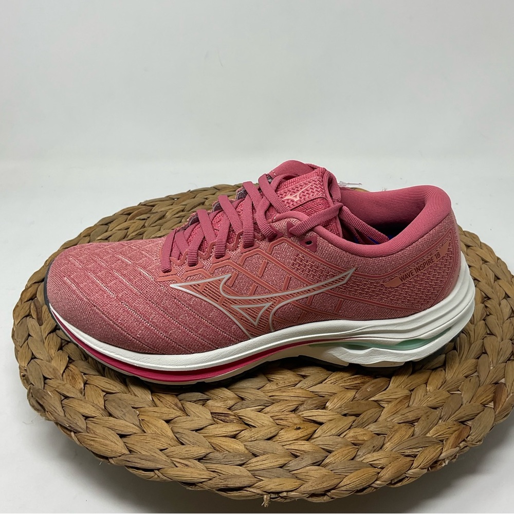 New MIZUNO Wave Inspire 18 Running Shoes Rosette Pink White Size 7.5
